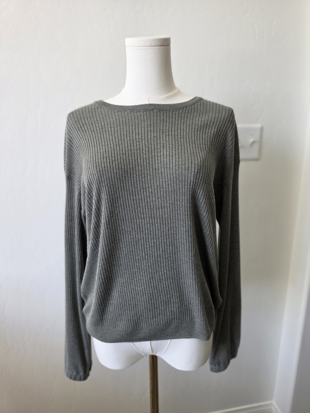 Splendid Women's Large Ribbed Crewneck Sweater - Olive Green